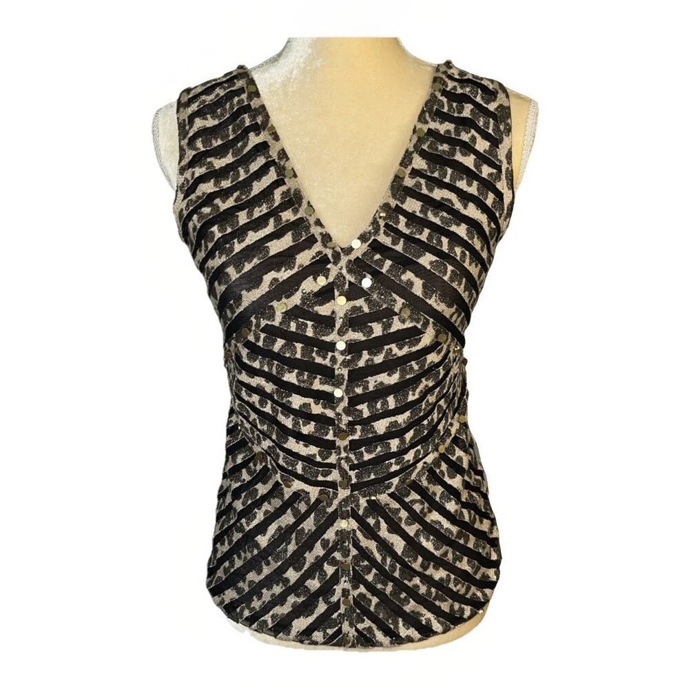Boston Proper Leopard Studded Sleeveless Blouse Size S